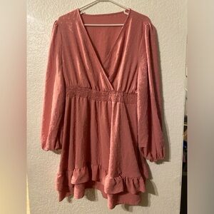 Light Pink Ruffle Mini Dress - XL